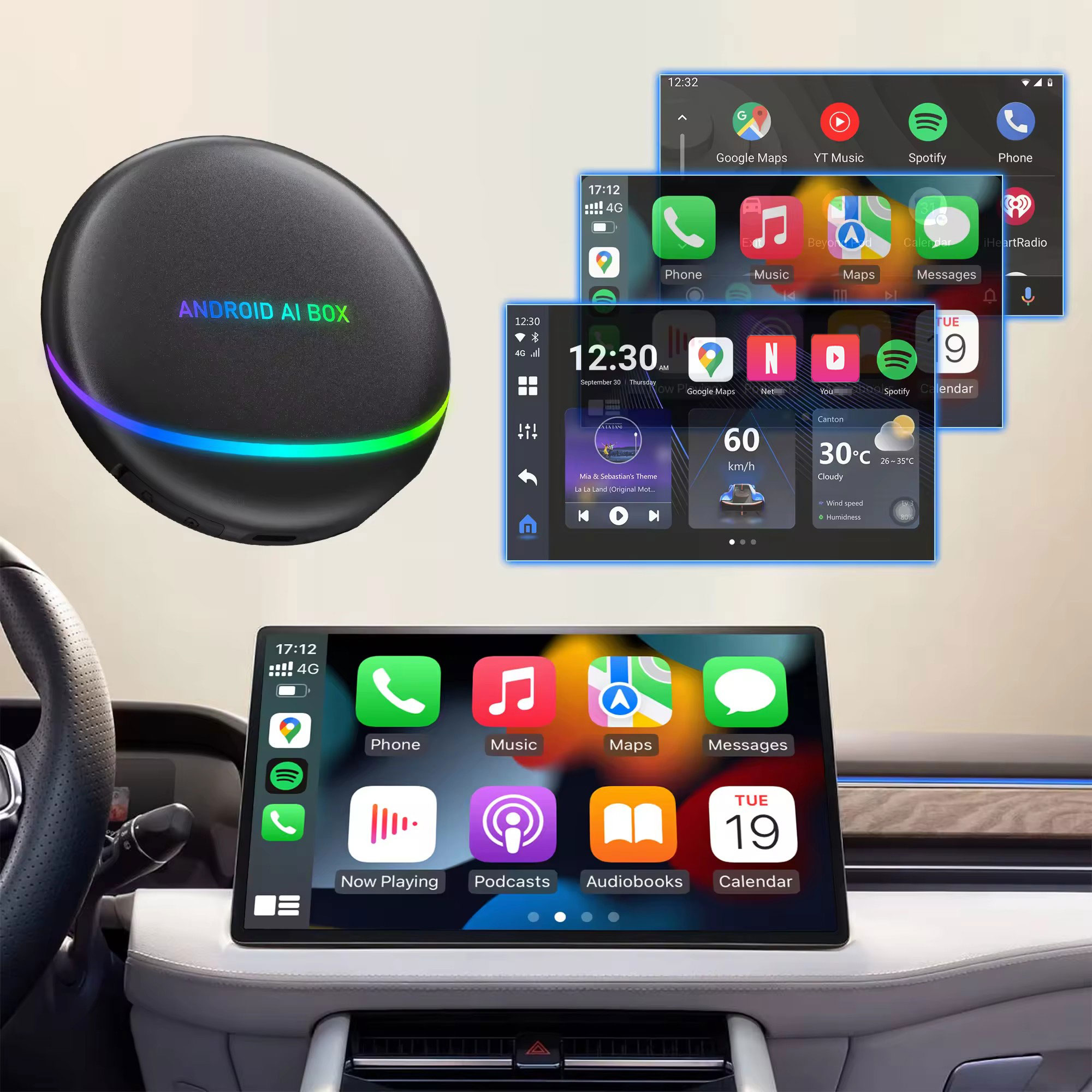 Smart Home Orvibo - CarPlay กล่อง Ai Android รถยนต์ไร้สายเล่นมัลติมีเดีย4G +
