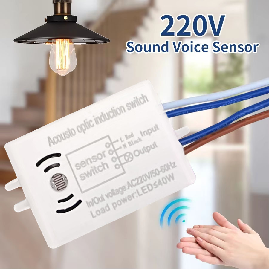 Smart Home Utilities - สวิตช์เซ็นเซอร์เสียงตรวจจับอัจฉริยะ โมดูลสวิตช์ตรวจจับเปิด/ปิดอัตโนมัติ สวิตช์ควบคุมด้วยเสียง สำหรับบันได ทางเดิน และตกแต่งบ้าน