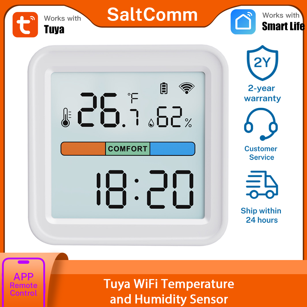Smart Home Tuya - ทูยา นิว ไวไฟเซ็นเซอร์วัดอุณหภูมิและความชื้น สมาร์ทไลฟ์ แบ็คไลท์ ไฮโกรมิเตอร์