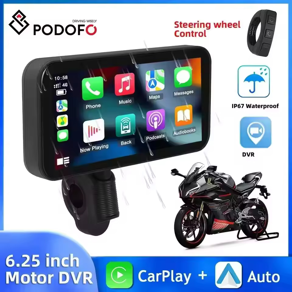 Smart Home Orvibo - Podofo รถจักรยานยนต์นําทาง CarPlay 6.25 ''เครื่องเล่นสมาร์ท Android