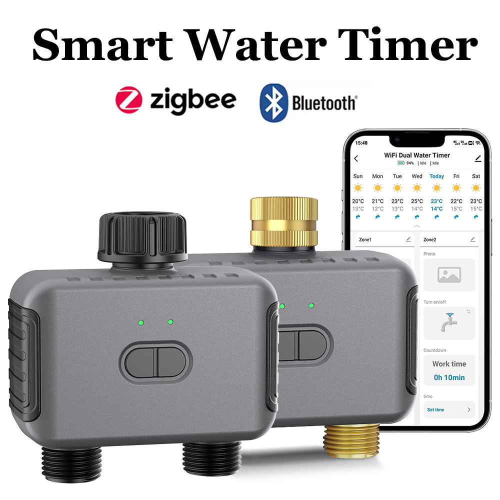 Smart Home Tuya - Tuyaสมาร์ทจับเวลาน้ําZigbee/BTอัตโนมัติชลประทานController 2 Outlet Sprinklerรดน้ําระบบสนับสนุนAlexa Google