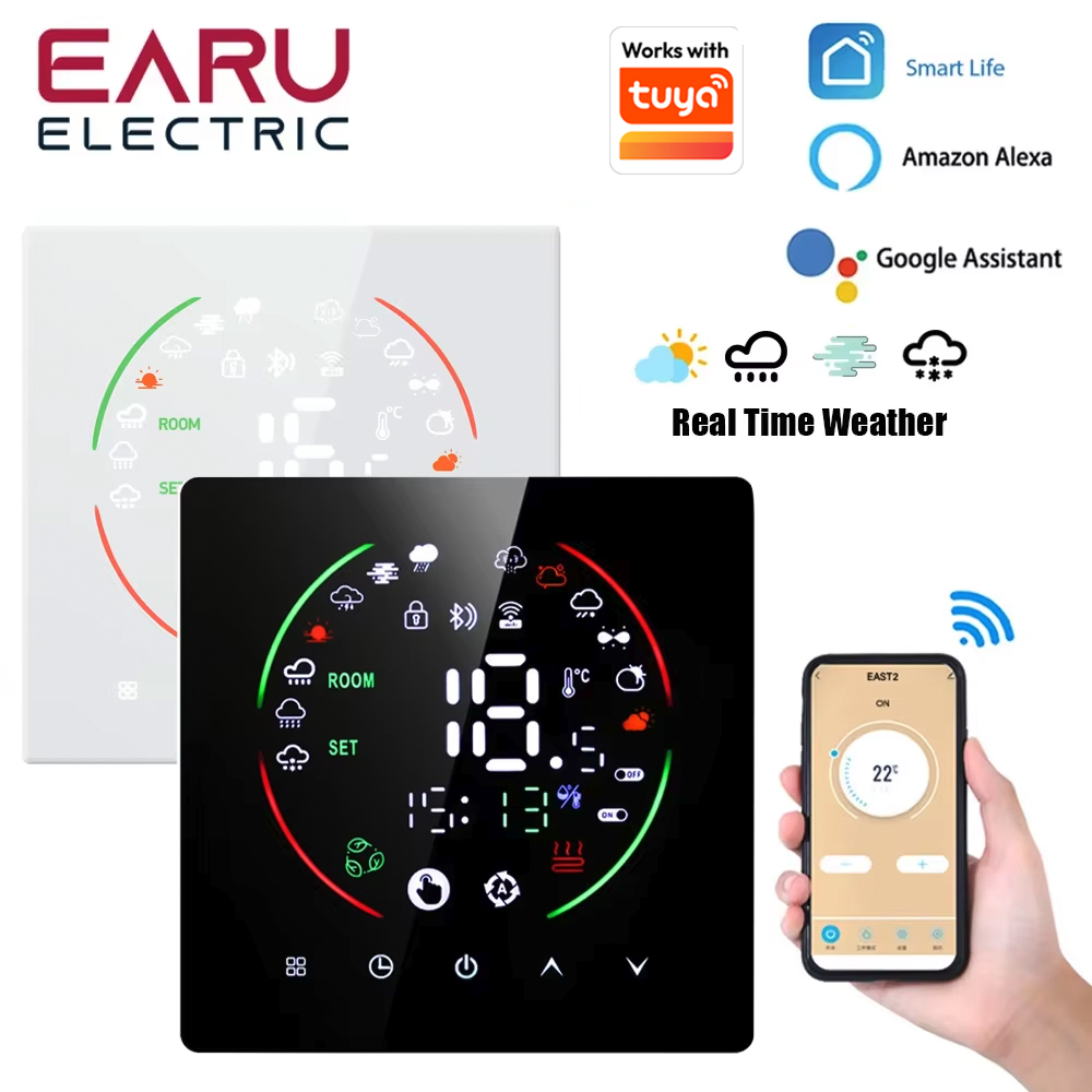 Smart Home Thermostat - Tuya เทอร์โมอัจฉริยะ WIFI, เครื่องทำความร้อนไฟฟ้าแบบตั้งพื้นหม้อต้มน้ำก๊าซน้ำ TRV อุณหภูมิควบคุมระยะไกลด้วยเสียงสำหรับ