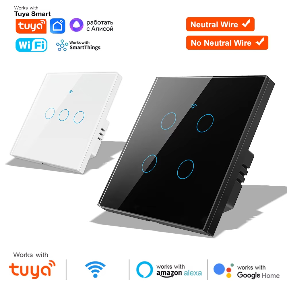 Tuya Wifi Socket - สวิตช์ไฟติดผนังแบบสัมผัส WiFi RF 433mhz สมาร์ทสวิตช์ไร้สาย 1