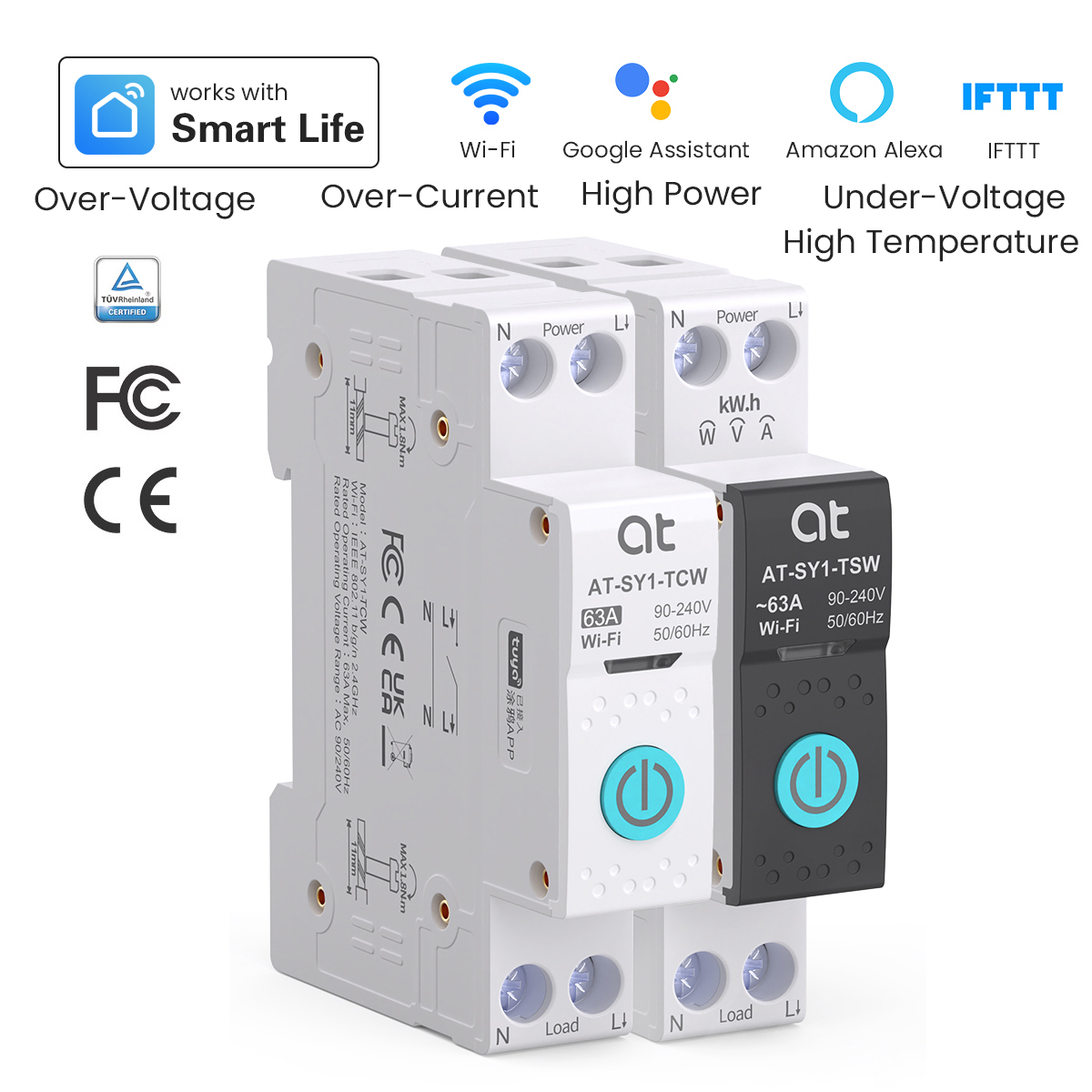 Tuya Wifi Socket - เบรกเกอร์วงจรไฟฟ้าอัจฉริยะ Tuya WiFi 1P+N 63A MCB