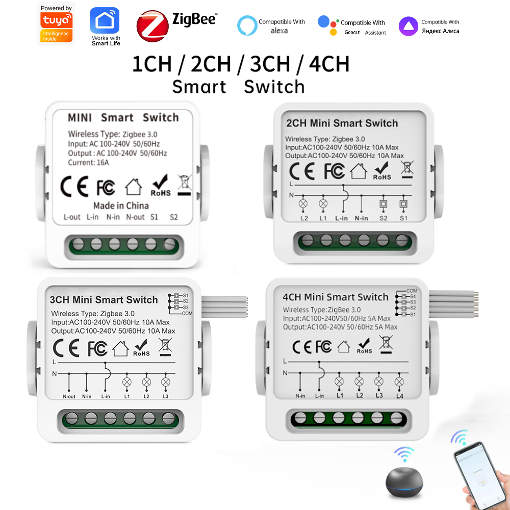 Smart Home Tuya - สวิตช์อัจฉริยะ Tuya Zigbee 3.0 แบบ 1/2/3/4