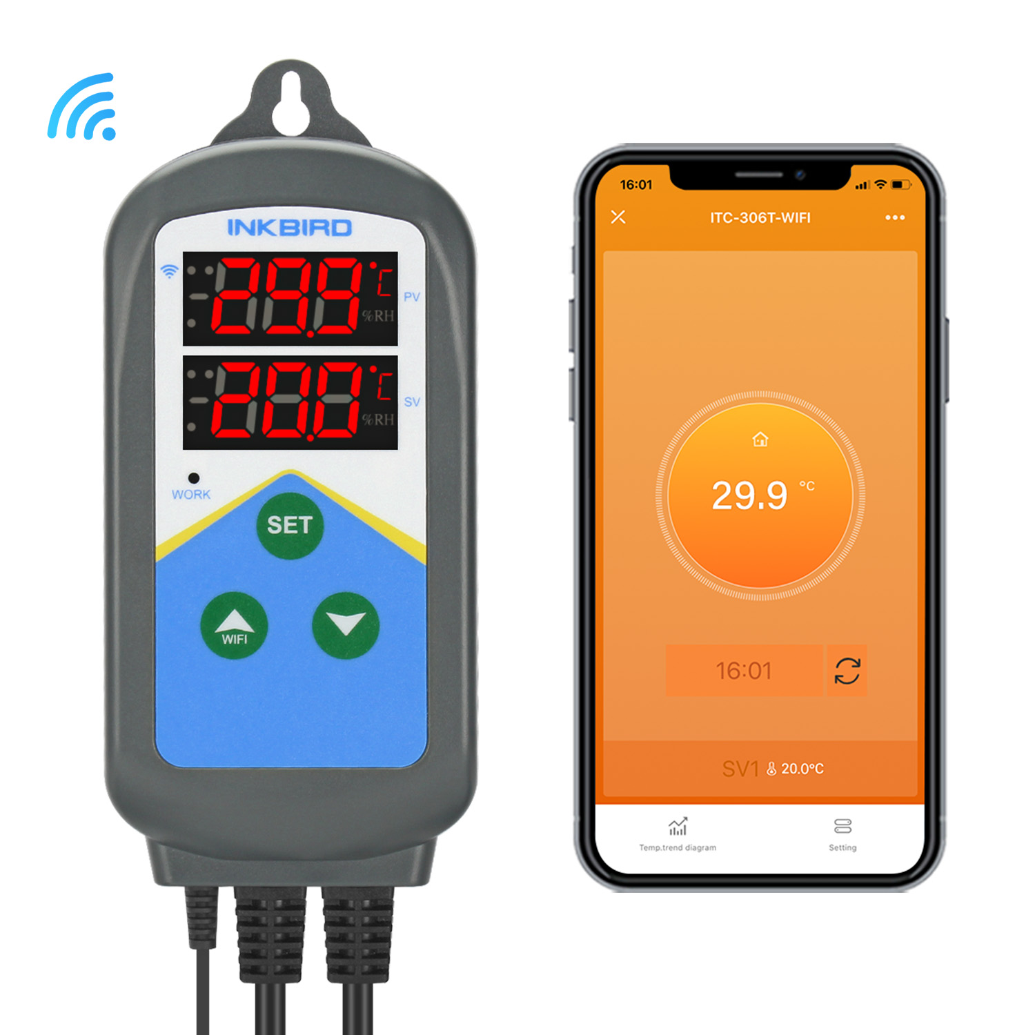 Smart Home Thermostat - INKBIRD WIFI Thermoregulator ITC-306T-WIFI 24ชั่วโมง-ตัวจับเวลาเทอร์โม Dual
