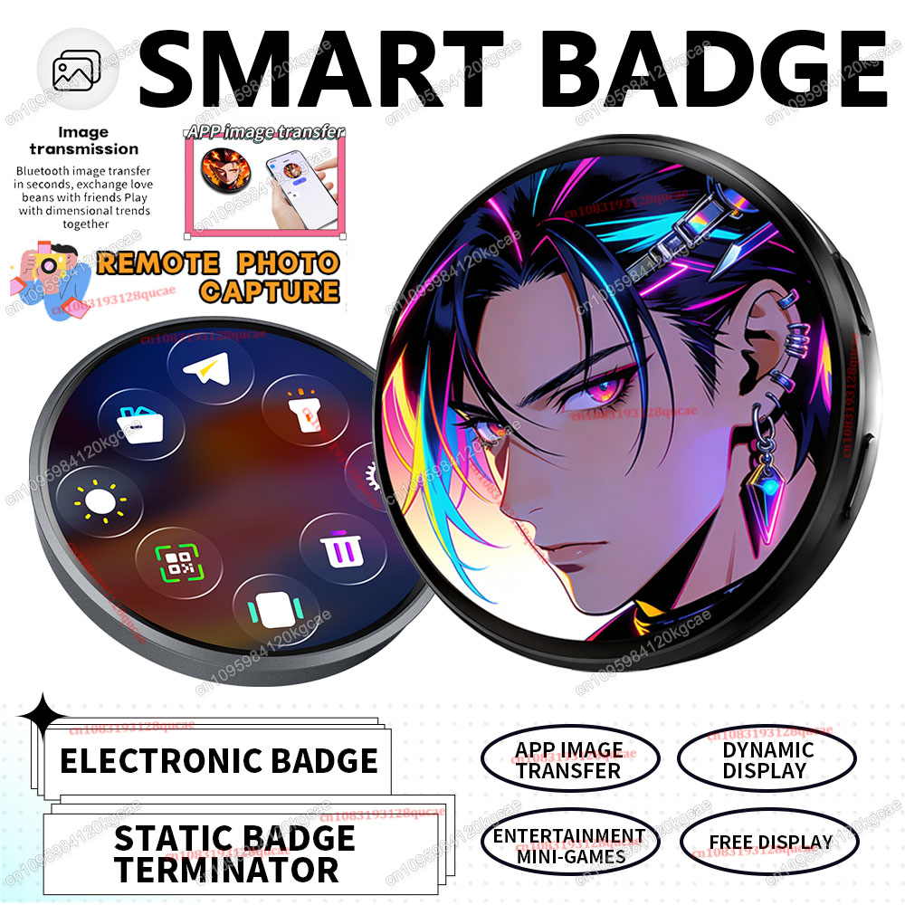 Smart Home Icon - เข็มกลัดแสดงผลอนิเมะแบบใหม่ หน้าจอสัมผัส LED ปุ่มกดสะสม ของขวัญไซเบอร์ไดนามิกสำหรับแฟนโอตาคุและเพื่อนๆ เข็มกลัดอัจฉริยะสำหรับผู้ชาย