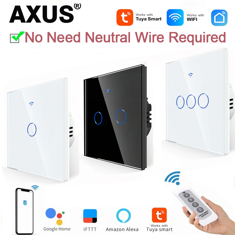 Tuya Wifi Socket - AXUS EU WiFi สวิตช์ไฟอัจฉริยะไม่มีสายไฟแบบเป็นกลาง สวิตช์สัมผัส RF433