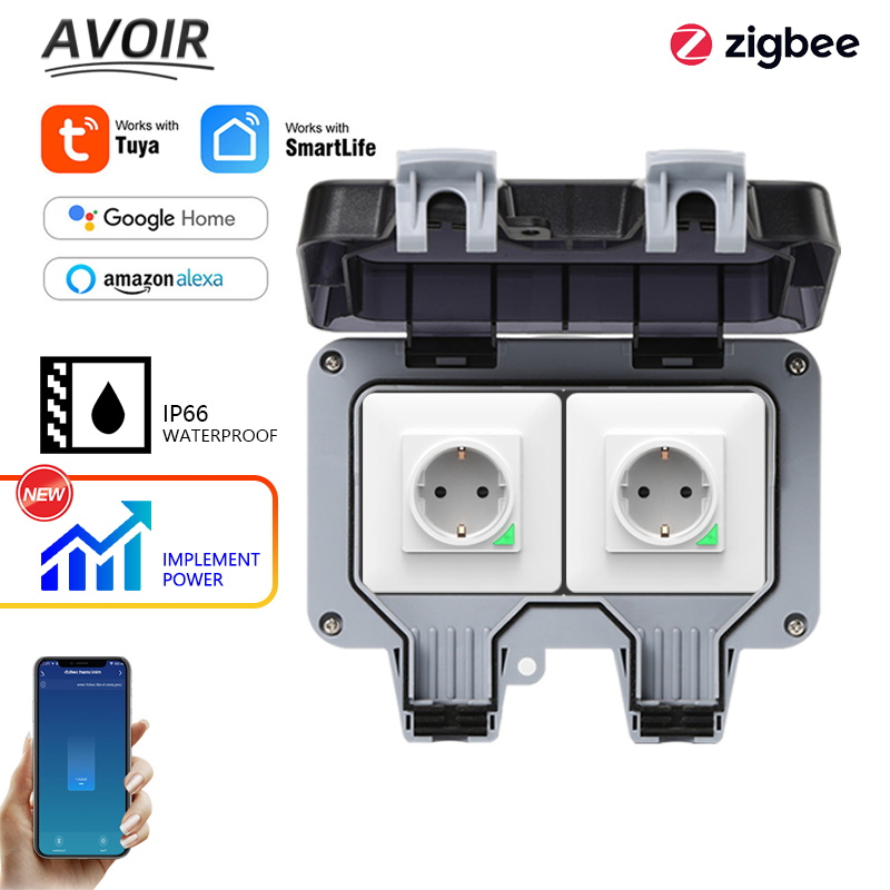 Smart Home Utilities - Avoir Tuya Zigbee ซ็อกเก็ตไฟฟ้า IP66 กันน้ํากลางแจ้ง