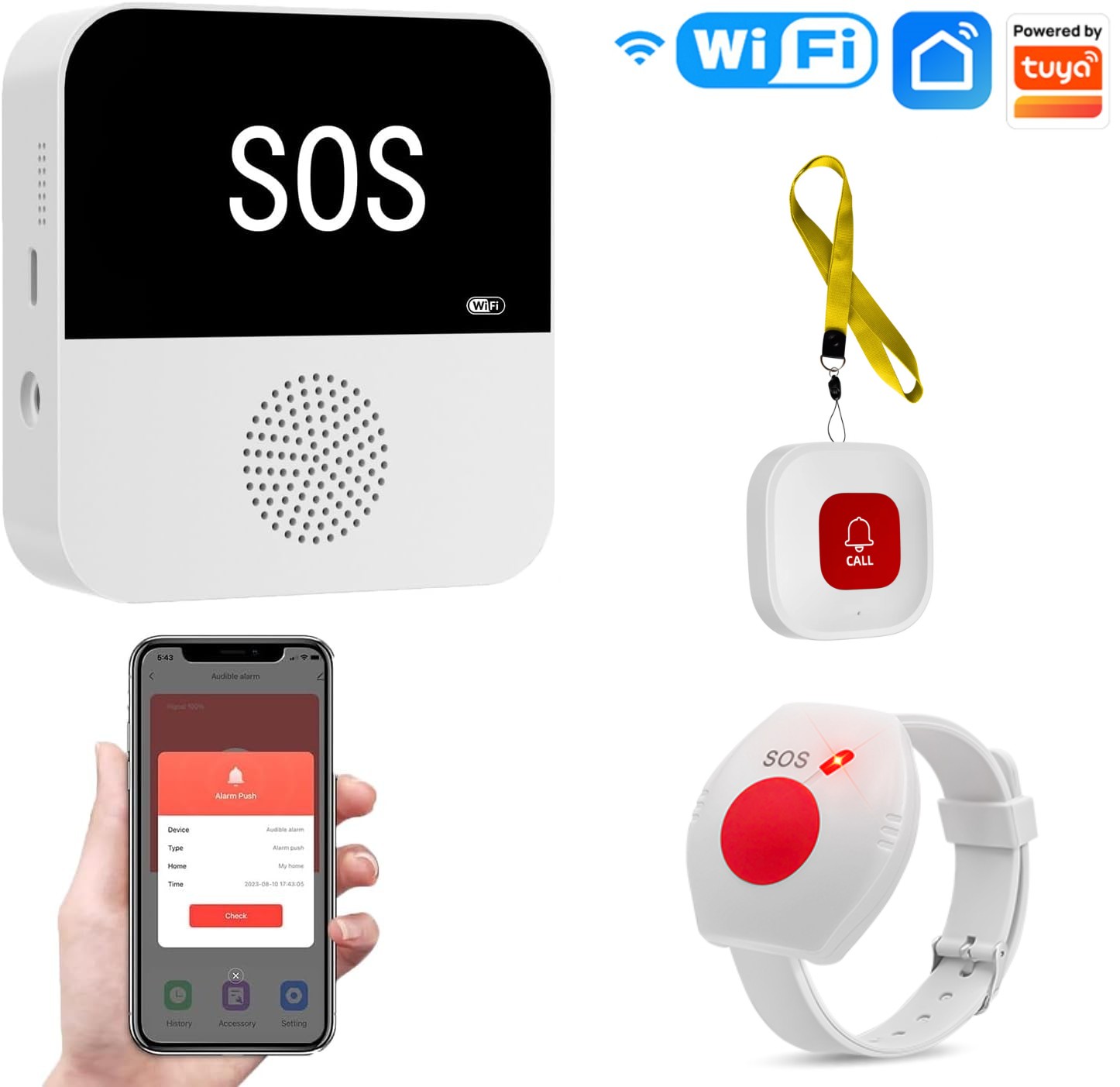 Tuya Wifi Socket - Wireless WiFi ผู้ดูแลผู้สูงอายุ Pager ปุ่มโทร SOS