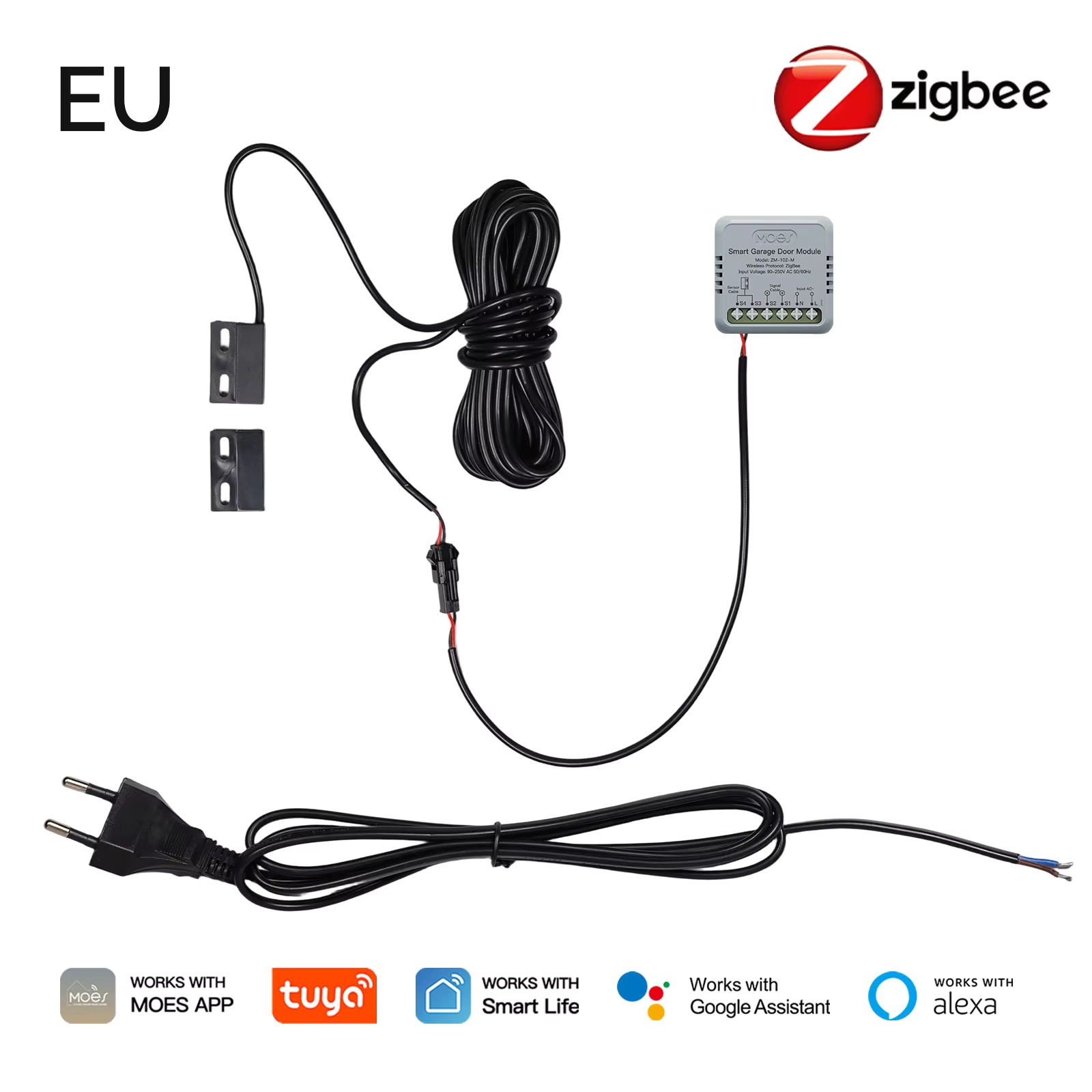 Smart Home Alexa - โมดูลควบคุมประตูโรงรถ MOES Zigbee ทำงานร่วมกับ Tuya/Smart Life