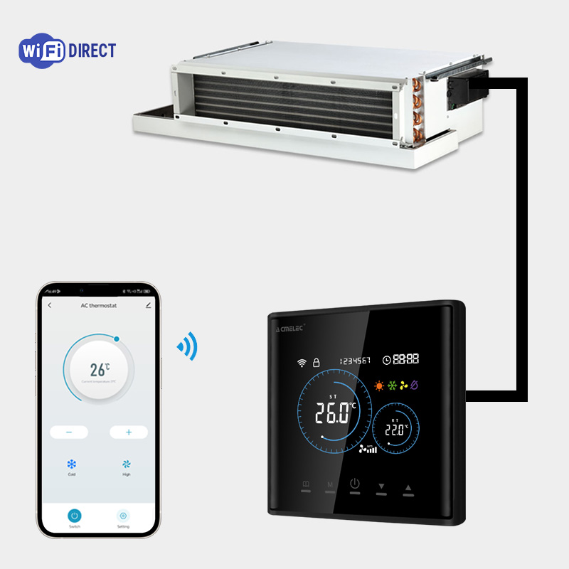 Smart Home Thermostat - เทอร์โมสตัทดิจิตอลอัจฉริยะสำหรับพัดลมคอยล์ HVAC ควบคุมผ่าน WiFi รองรับ Modbus