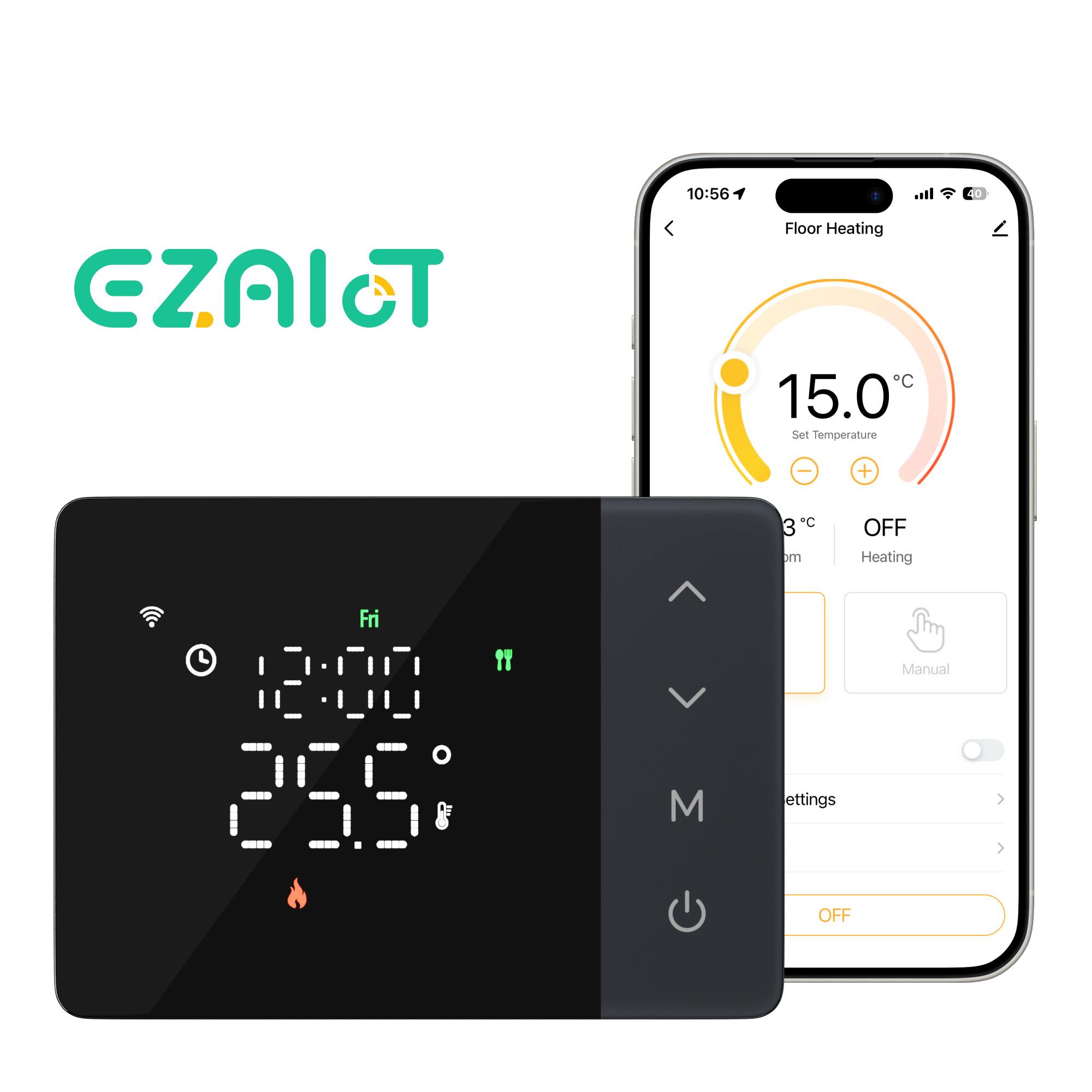 Smart Home Thermostat - เทอร์โมสตัทอัจฉริยะ Tuya ใช้แบตเตอรี่ ควบคุมหม้อต้มแก๊สผ่าน WiFi รองรับการตั้งโปรแกรมควบคุมความร้อน/ความเย็น