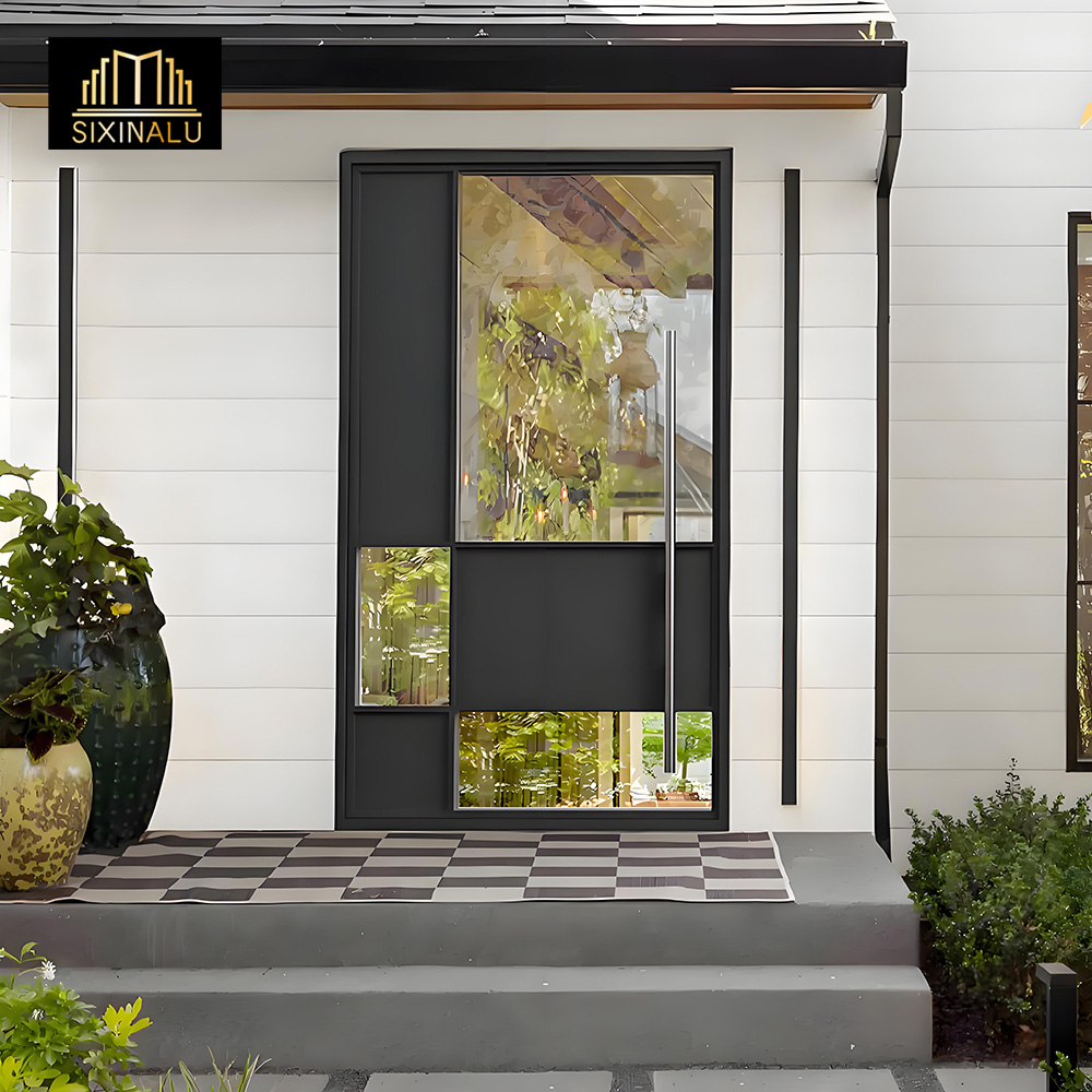 Smart Home Interior - ประตูบานสวิงแบบหมุนได้ Sixinalu พร้อมระบบล็อคอัจฉริยะ สำหรับระเบียงภายนอก ประตูหลักหน้าบ้าน ทำจากอะลูมิเนียม