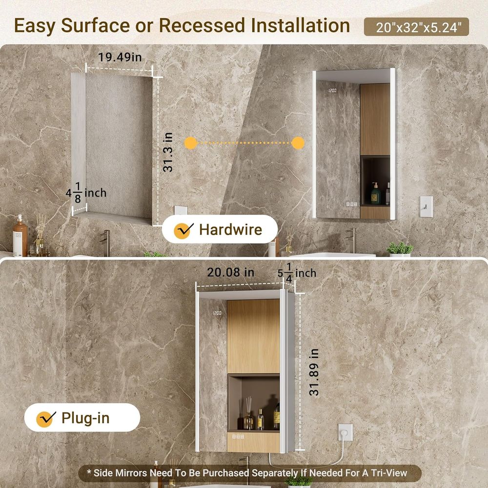 กระจกตู้ยาแบบมีไฟขนาด 20x32 นิ - Smart Home Living บทวิจารณ์และราคา