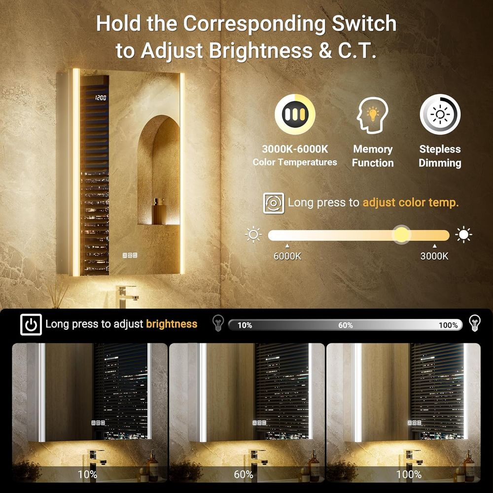 กระจกตู้ยาแบบมีไฟขนาด 20x32 นิ - Smart Home Living บทวิจารณ์และราคา
