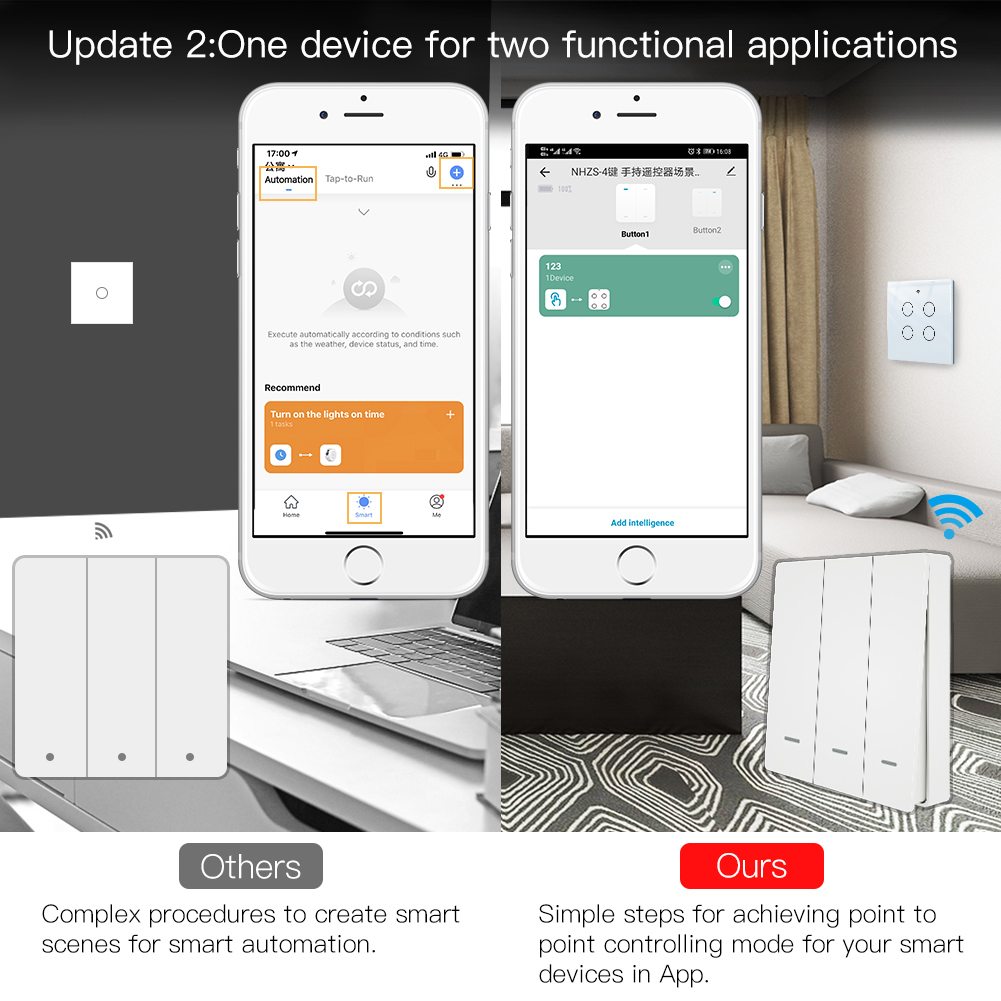 สวิตช์ควบคุมฉากไร้สาย MOES Tuy - Smart Home Moes บทวิจารณ์และราคา