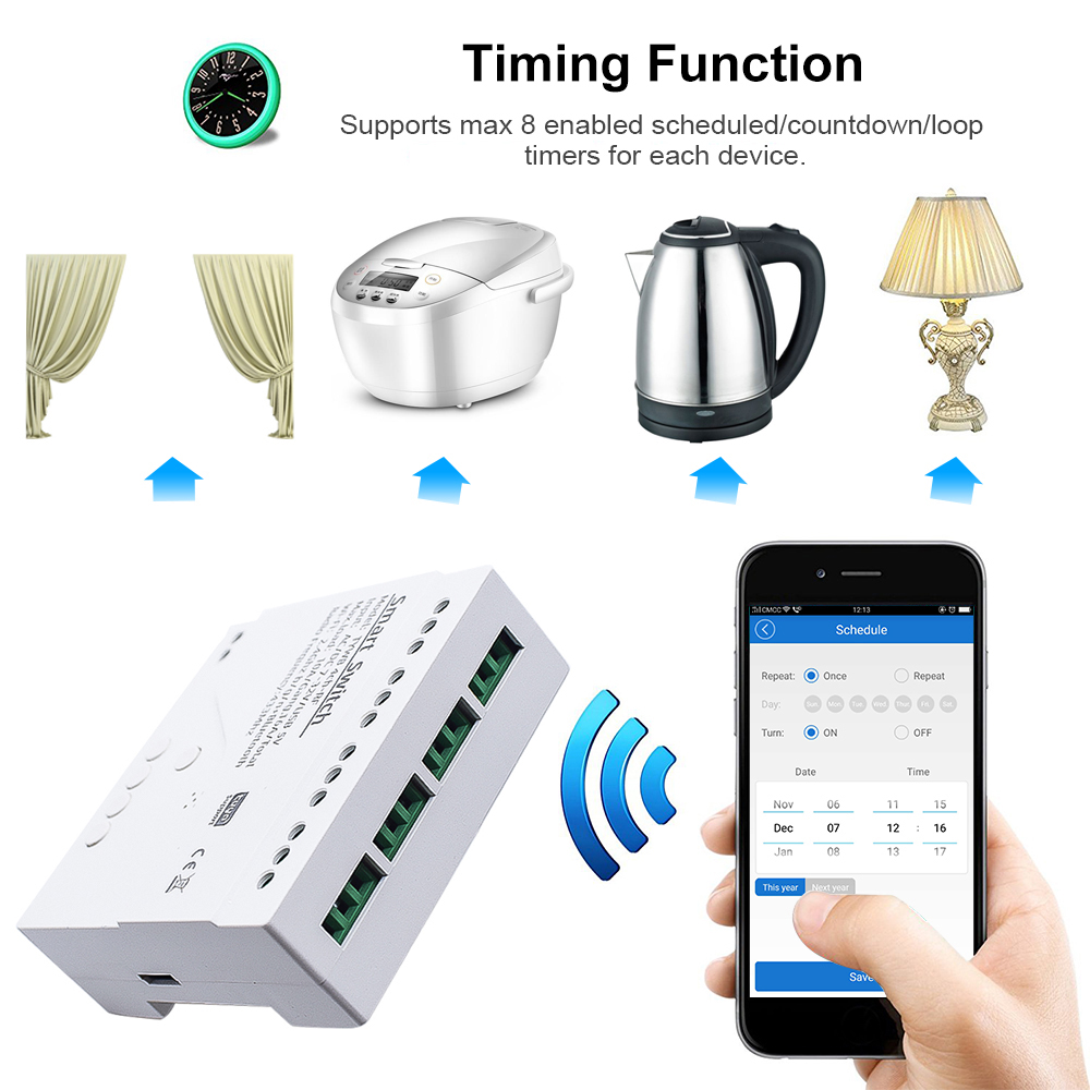สวิตช์ไฟไวไฟอัจฉริยะ4CH ตัวรับ - Tuya Wifi Socket บทวิจารณ์และราคา